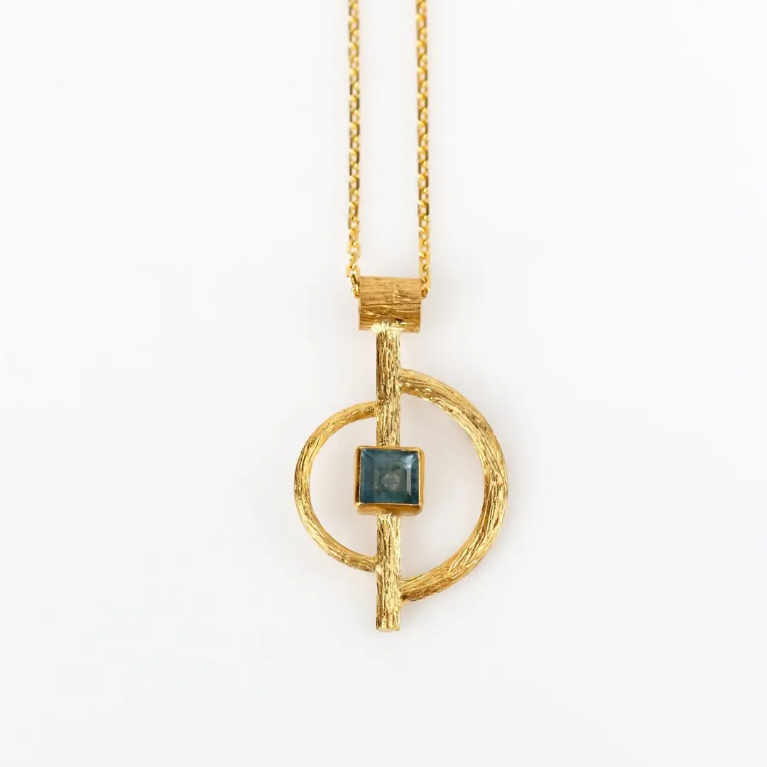 Orena Necklace - Aquamarine Stone ( Ore Dune Logo ) 1