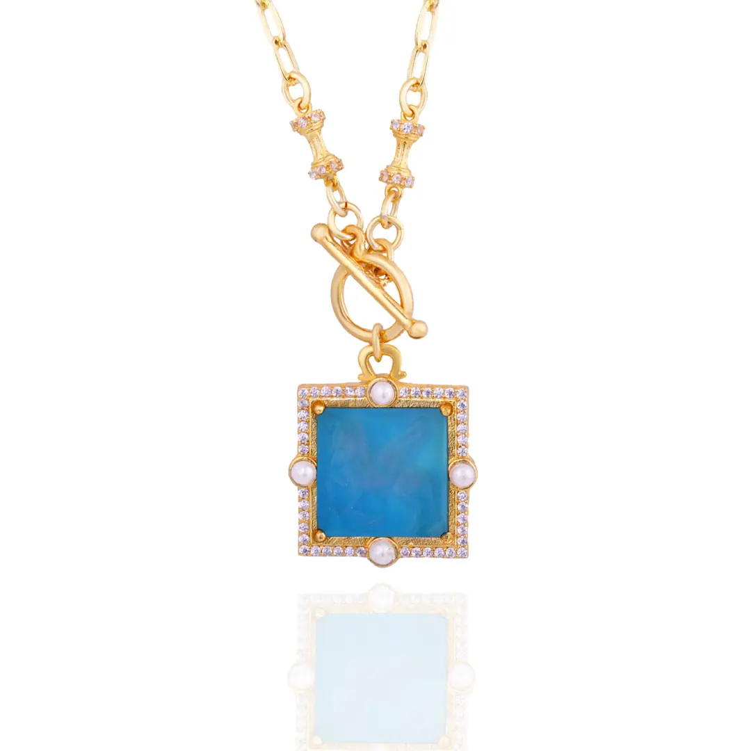 Tulpar Madalyon - Blue Chalcedony Stone (Handcrafted) 1