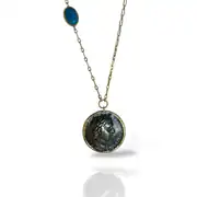 Sors Madalyon - Coin & Turquoise Stone (Handcrafted) 2